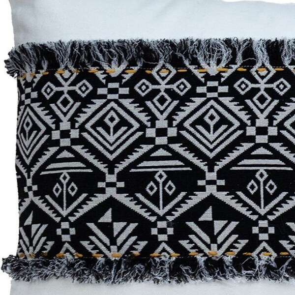 Homeroots 24 x 14 x 5 in. Black & White Patched Throw Pillow - 383126