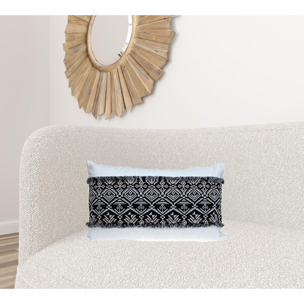 Homeroots 24 x 14 x 5 in. Black & White Patched Throw Pillow - 383126