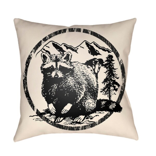 Artistic Weavers Lodge Cabin Raccoon Ridge Poly Filled Pillow - Black & Beige - 18 x 18 in. - LGCB2009-1818