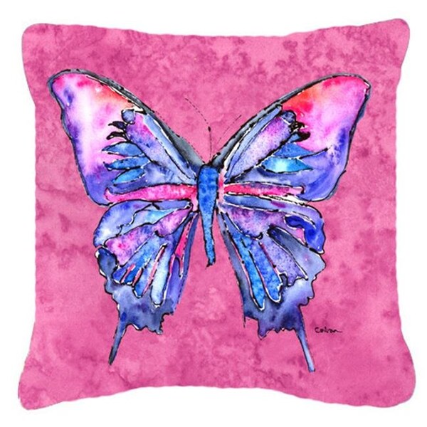 Carolines Treasures Carolines Treasures 8859PW1818 18 x 18 in. Butterfly On Pink Indoor & Outdoor Fabric Decorative Pillow - 8859PW1818
