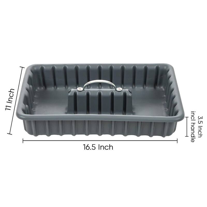AMERICAN BUILT PRO Professional Grade 17 in. Gray Polyethylene Tote Tray with 6-Dividers - T1000P1
