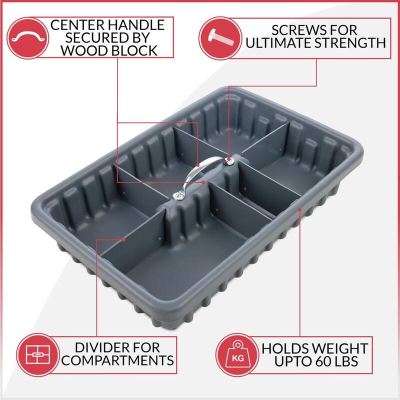 AMERICAN BUILT PRO Professional Grade 17 in. Gray Polyethylene Tote Tray with 6-Dividers - T1000P1