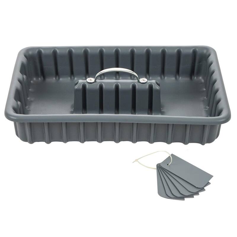 AMERICAN BUILT PRO Professional Grade 17 in. Gray Polyethylene Tote Tray with 6-Dividers - T1000P1