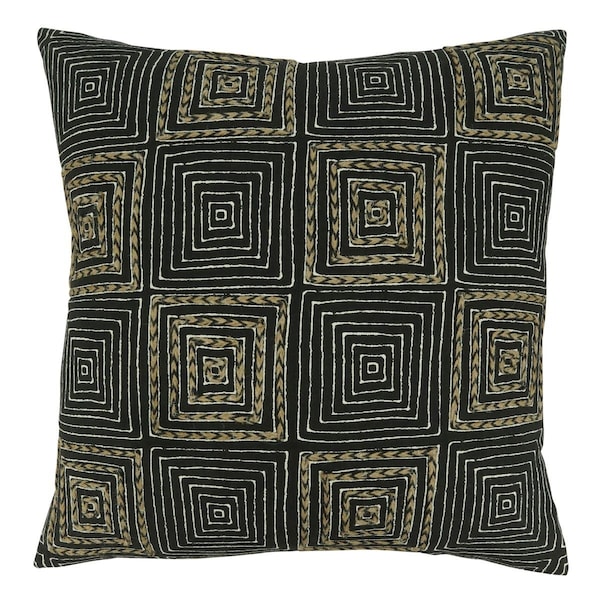 Rlm Distribution 20 in. Embroidered Maze Throw Square Pillow with Poly Filling, Black - HO3196012
