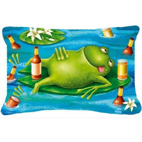 Carolines Treasures Carolines Treasures APH0093PW1216 Frog Drinking Beer Fabric Decorative Pillow - APH0093PW1216