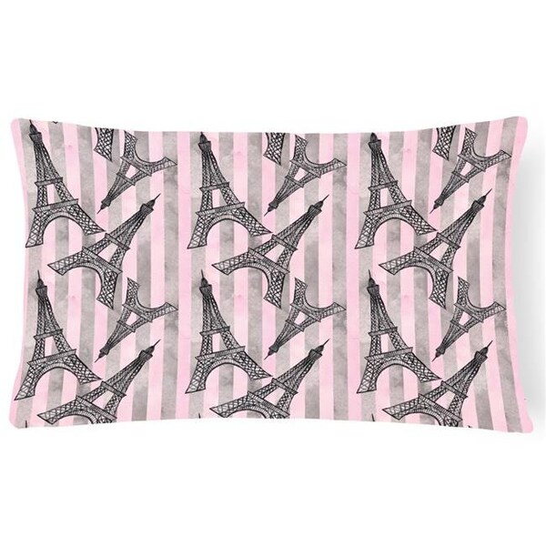 Carolines Treasures Carolines Treasures BB7509PW1216 Watercolor Eiffel Tower & Stripes Canvas Fabric Decorative Pillow; 12 x 16 in. - BB7509PW1216