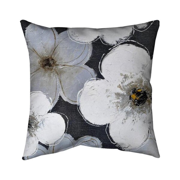 Begin Home Decor 18 x 18 in. Grey Flowers-Double Sided Print Outdoor Pillow Cover - 5542-1818-FL9