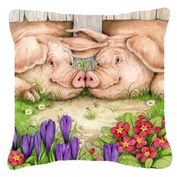 Carolines Treasures Carolines Treasures CDCO0350PW1818 Pigs Nose to Nose by Debbie Cook Canvas Decorative Pillow - CDCO0350PW1818