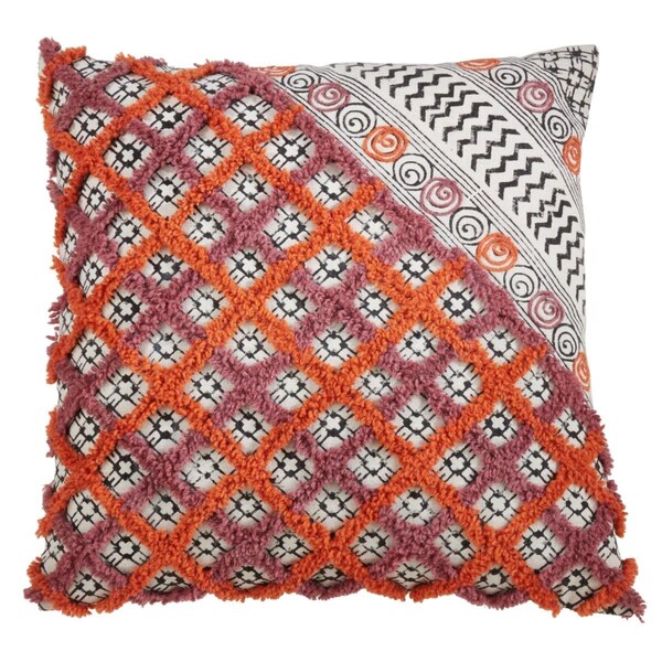 Rlm Distribution 22 in. Block Print Embroidered Floor Poly Filled Pillow - HO3198559