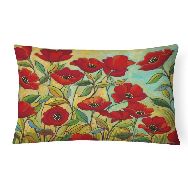 Carolines Treasures Carolines Treasures PPD3020PW1216 12 x 3 x 16 in. Poppy Garden Flowers Canvas Fabric Decorative Pillow - PPD3020PW1216