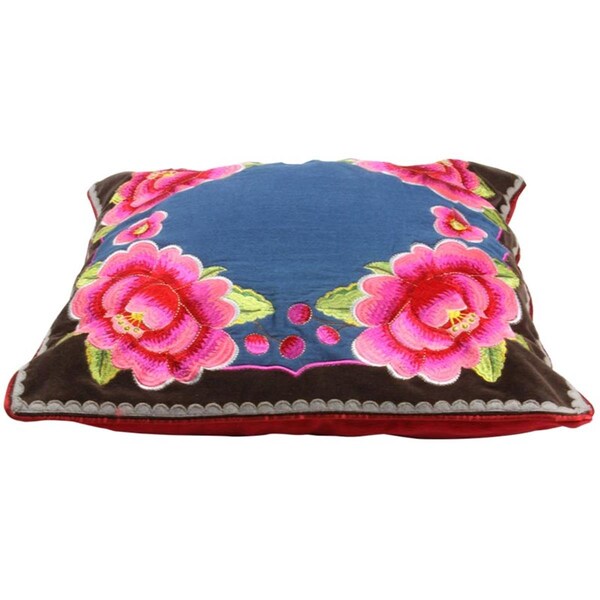 Doba-Bnt 18 x 18 in. Pip Studio Four Flowers Pillow Cover, Denim - SA3507761