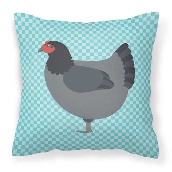 Carolines Treasures Carolines Treasures BB8009PW1414 Jersey Giant Chicken Blue Check Fabric Decorative Pillow; 14 x 14 in. - BB8009PW1414