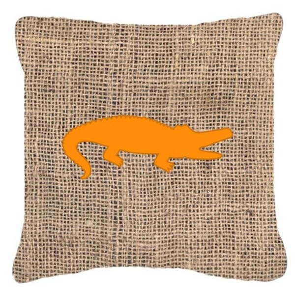 Carolines Treasures Carolines Treasures BB1120-BL-OR-PW1414 Alligator Burlap And Orange Indoor & Outdoor Fabric Decorative Pillow - BB1120-BL-OR-PW1414