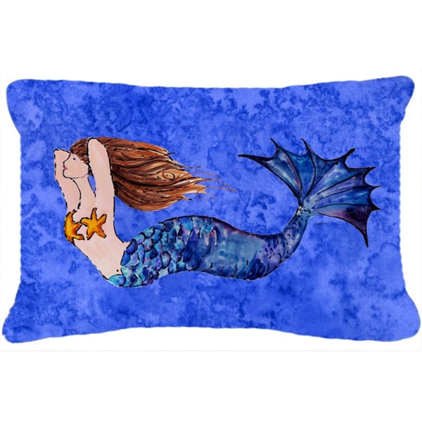 Jensendistributionservices Brunette Mermaid On Blue Canvas Fabric Decorative Pillow - MI2556274