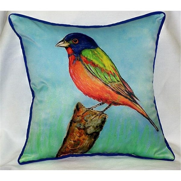 Betsy Drake Betsy Drake HJ920 Painted Bunting Art Only Pillow 18"x18" - HJ920