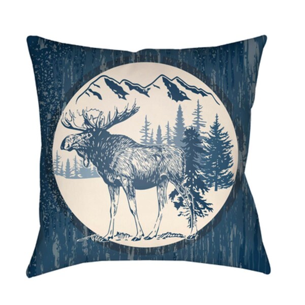 Artistic Weavers Lodge Cabin Moose Poly Filled Pillow - Navy & Beige - 20 x 20 in. - LGCB2025-2020