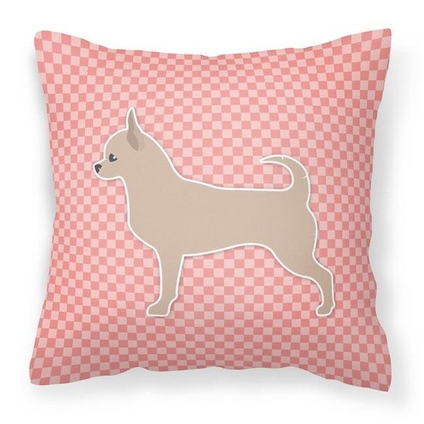 Carolines Treasures Carolines Treasures BB3650PW1818 Chihuahua Checkerboard Pink Fabric Decorative Pillow - BB3650PW1818