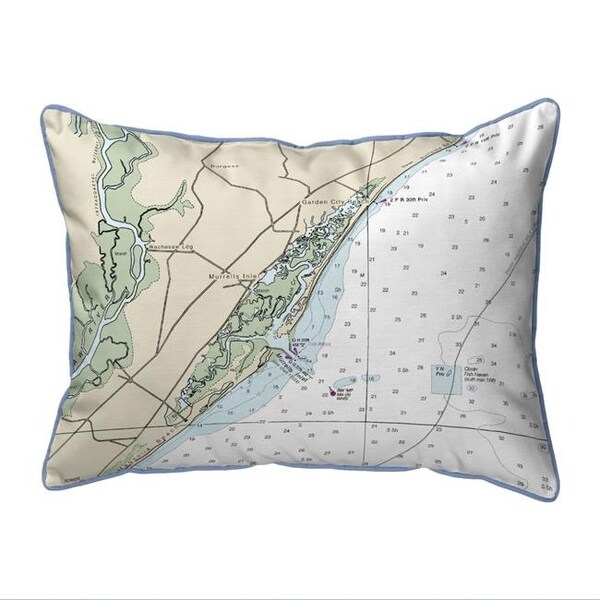 Betsy Drake Betsy Drake SN11535M 11 x 14 in. Murells Inlet; SC Nautical Map Small Corded Indoor & Outdoor Pillow - SN11535M