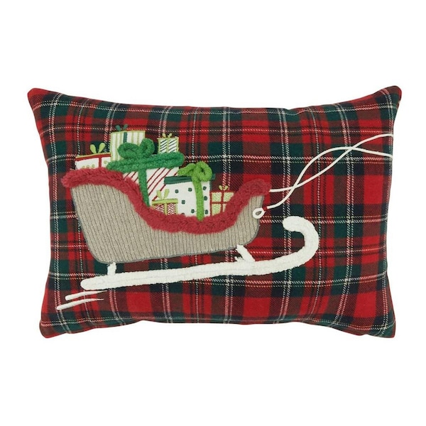 Rlm Distribution 12 x 18 in. Plaid Sleigh Throw Pillow with Poly Filling Red - HO3191838