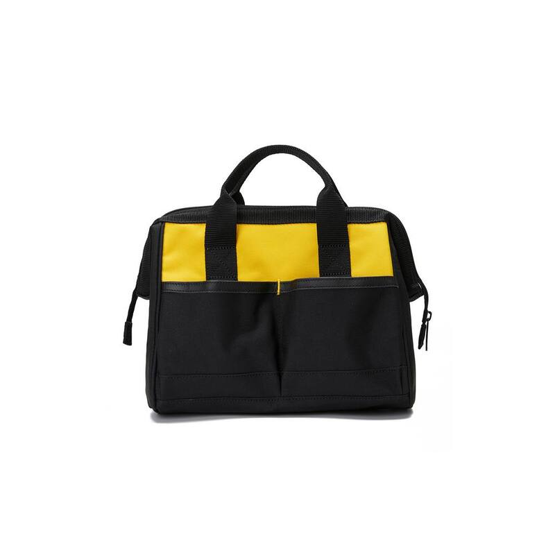 CAT Tool Storage 12 in., 4 Pockets, Black and yellow, 600-D Polyester, Tool Bag, Large Open Main Compartment, Webbing Handle - 84288