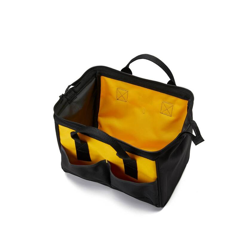 CAT Tool Storage 12 in., 4 Pockets, Black and yellow, 600-D Polyester, Tool Bag, Large Open Main Compartment, Webbing Handle - 84288