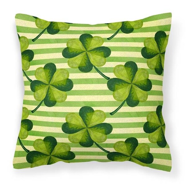 Carolines Treasures Carolines Treasures BB7557PW1818 Watercolor Shamrock Stripes Fabric Decorative Pillow; 18 x 18 in. - BB7557PW1818