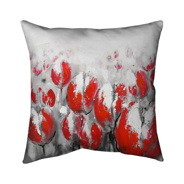Fondo 20 x 20 in. Abstract Red Tulips-Double Sided Print Indoor Pillow - FO2774052