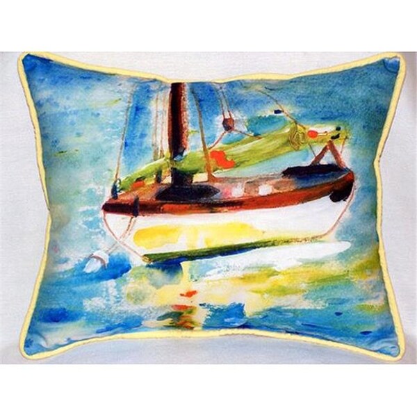 Betsy Drake Betsy Drake HJ274 Yellow Sailboat Large Indoor & Outdoor Pillow 16 x 20 - HJ274
