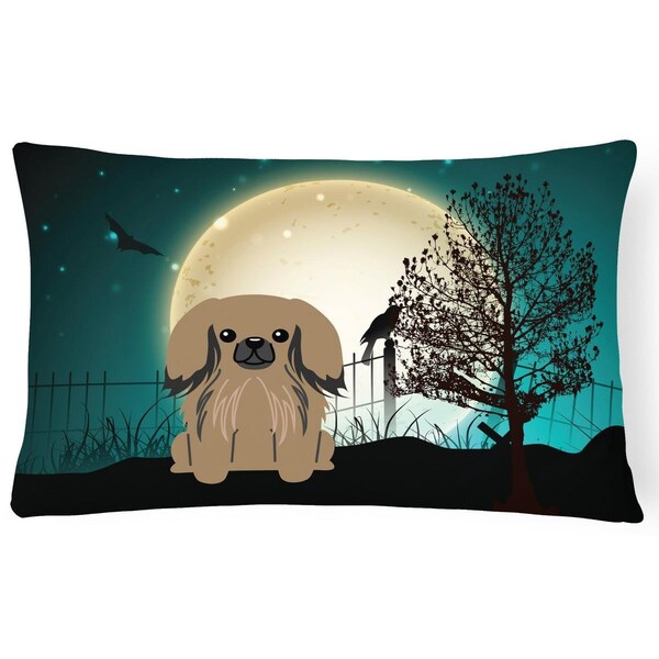 Carolines Treasures Halloween Scary Pekingnese Tan Canvas Fabric Decorative Pillow - BB2292PW1216