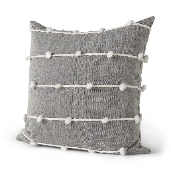 Homeroots Detailed Pillow Cover, Dark Grey - 392269