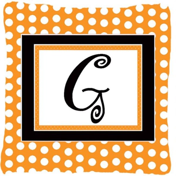 Carolines Treasures Carolines Treasures CJ1033-GPW1414 Monogram Initial G Orange Polkadots Decorative Fabric Pillow - CJ1033-GPW1414