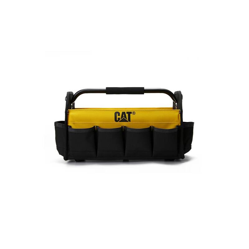 CAT Tool storage, 17 in., 14 pockets, Black and yellow, 600-D Polyester ,Open tote , Heavy duty handle - 84670