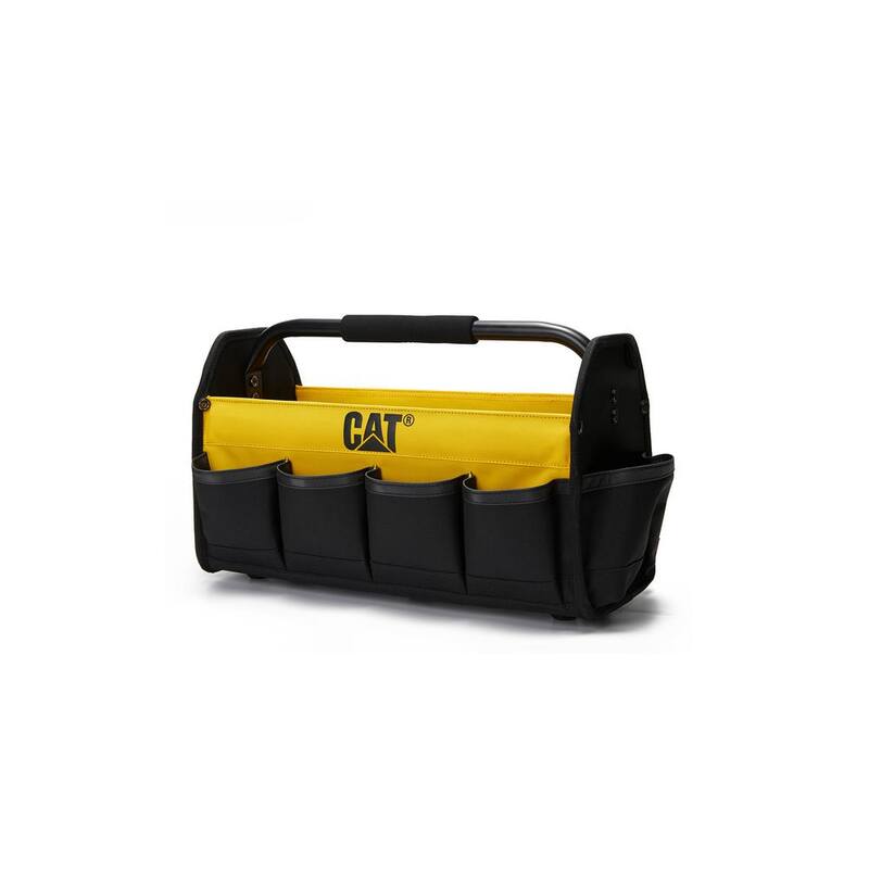 CAT Tool storage, 17 in., 14 pockets, Black and yellow, 600-D Polyester ,Open tote , Heavy duty handle - 84670