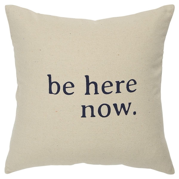 Palacedesigns Black & Taupe Canvas Here Now Throw Pillow Natural - PA3683858