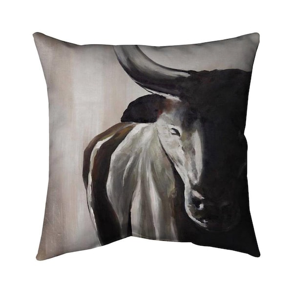 Fondo 26 x 26 in. Bull Head Front View-Double Sided Print Indoor Pillow - FO2774204