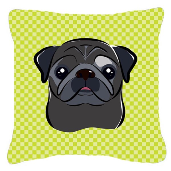 Jensendistributionservices Checkerboard Lime Green Black Pug Fabric Decorative Pillow, 18 x 18 In. - MI2555410