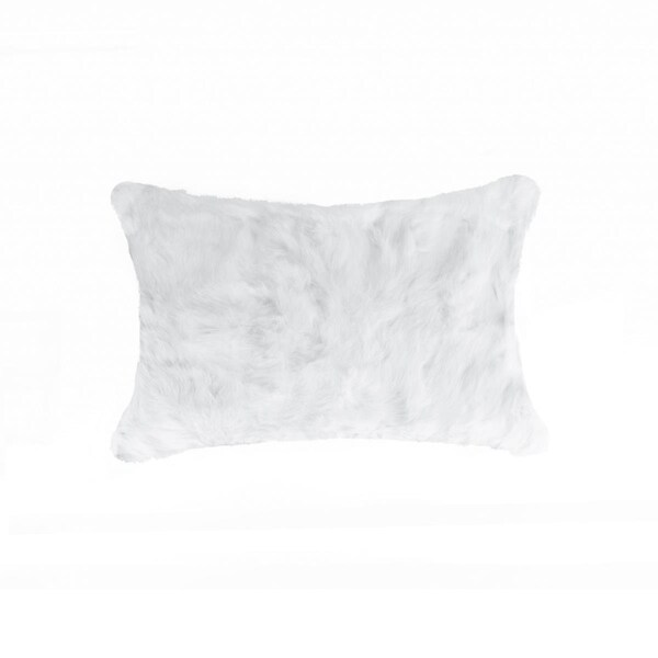 Palacedesigns 5 x 12 x 20 in. 100 Percent Natural Rabbit Fur White Pillow - PA3094457