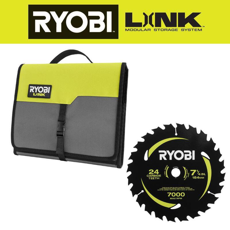 RYOBI LINK Accessory Organizer with 7-1/4 in. x 24 Teeth Carbide Thin Kerf Circular Saw Blade (4-Piece) - STM312-A067401