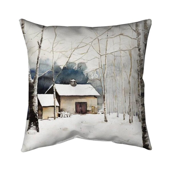 Begin Home Decor 26 x 26 in. Small Winter Barn-Double Sided Print Indoor Pillow - 5541-2626-LA150