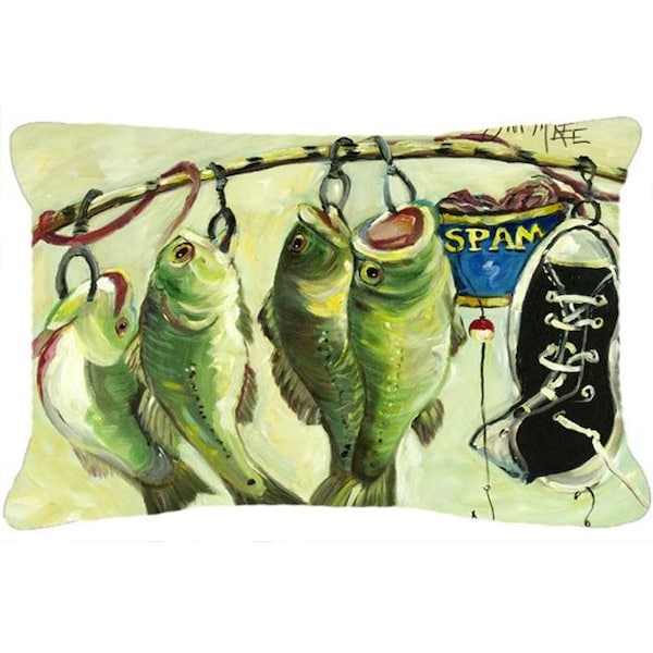 Carolines Treasures Carolines Treasures JMK1113PW1216 Recession Food Fish Caught With Spam Canvas Fabric Decorative Pillow - JMK1113PW1216