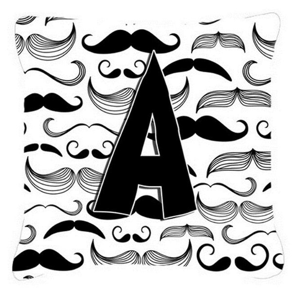 Carolines Treasures Carolines Treasures CJ2009-APW1818 Letter A Moustache Initial Canvas Fabric Decorative Pillow - CJ2009-APW1818