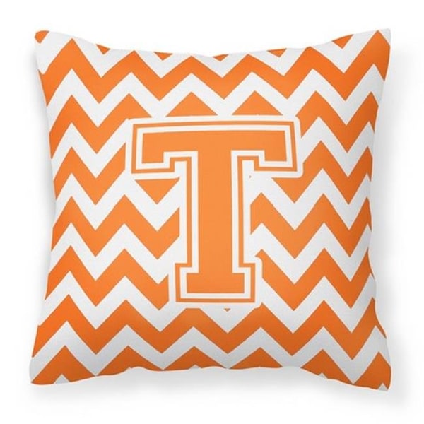 Carolines Treasures Carolines Treasures CJ1046-TPW1414 Letter T Chevron Orange & White Fabric Decorative Pillow - CJ1046-TPW1414