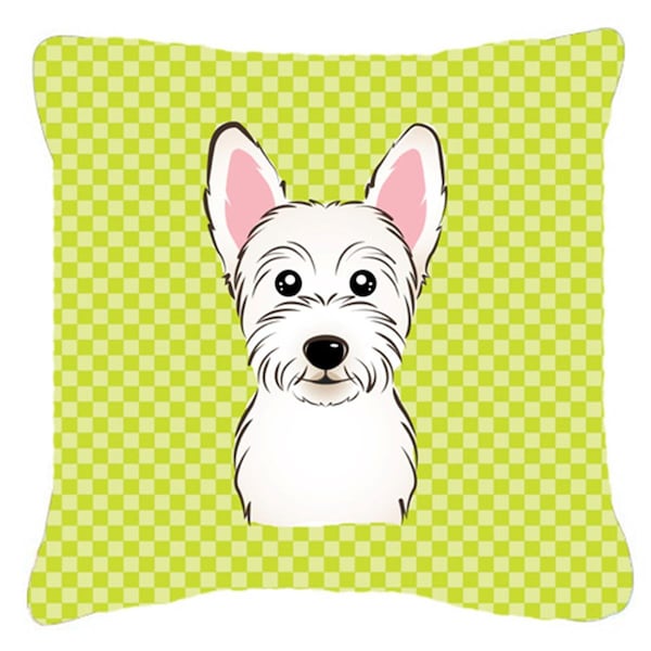 Jensendistributionservices Checkerboard Lime Green Westie Fabric Decorative Pillow, 14 x 14 In. - MI2555381