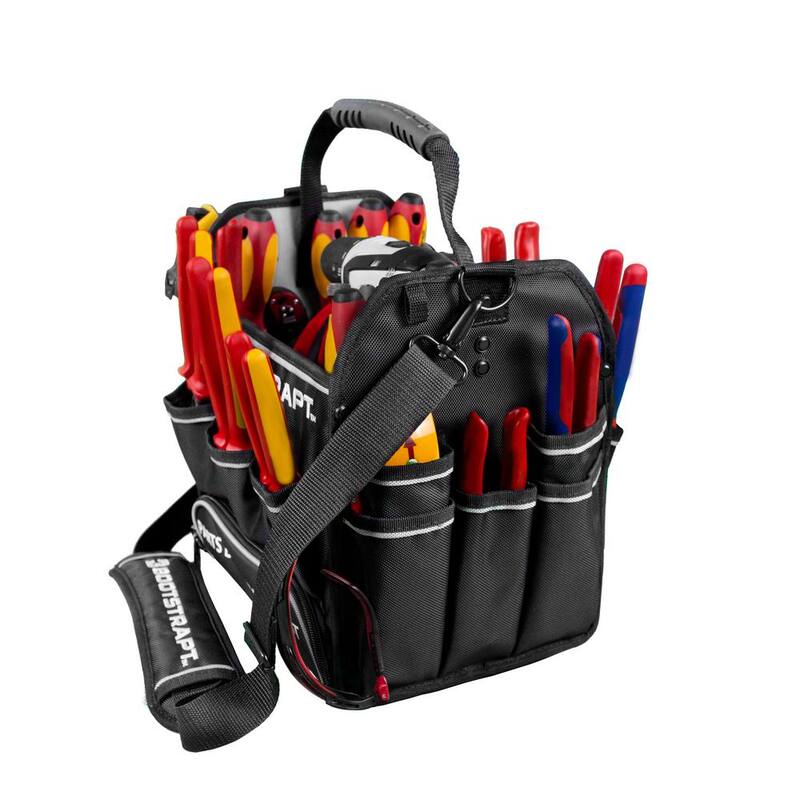 BOOTSTRAPT 12 in. Electrician's Tote Bag with Integrated Parts Bin Compartment - 006-512