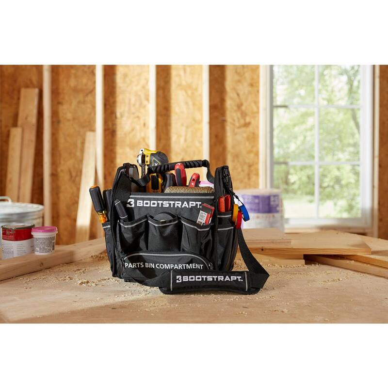 BOOTSTRAPT 12 in. Electrician's Tote Bag with Integrated Parts Bin Compartment - 006-512