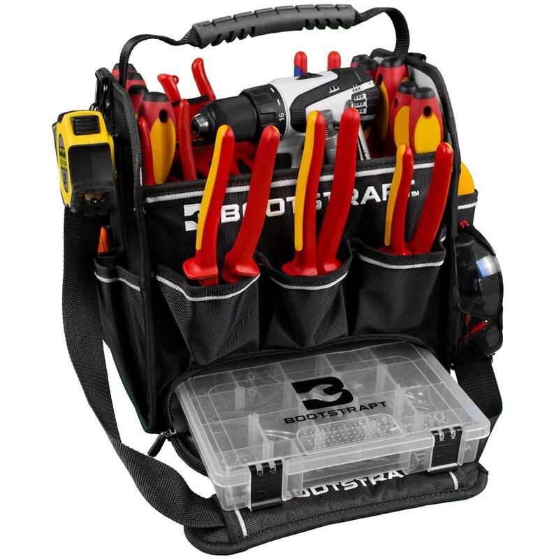 BOOTSTRAPT 12 in. Electrician's Tote Bag with Integrated Parts Bin Compartment - 006-512