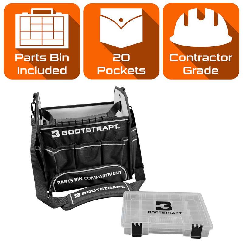 BOOTSTRAPT 12 in. Electrician's Tote Bag with Integrated Parts Bin Compartment - 006-512