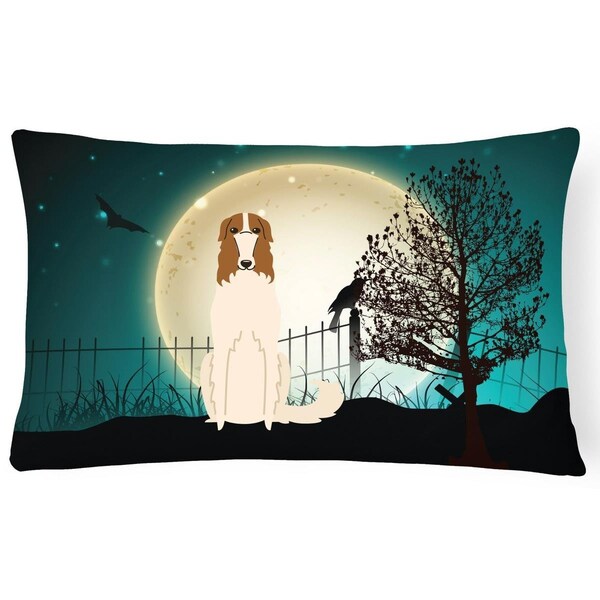 Carolines Treasures Halloween Scary Borzoi Canvas Fabric Decorative Pillow - BB2213PW1216