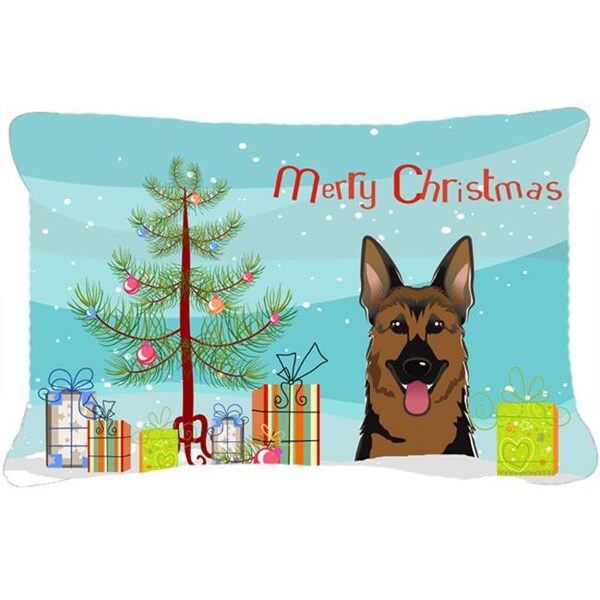 Carolines Treasures Carolines Treasures BB1583PW1216 Christmas Tree & German Shepherd Fabric Decorative Pillow - BB1583PW1216