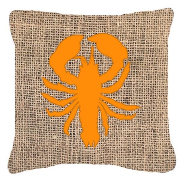 Carolines Treasures Carolines Treasures BB1015-BL-OR-PW1414 14 x 14 in. Lobster Burlap and Orange Decorative Fabric Pillow - BB1015-BL-OR-PW1414